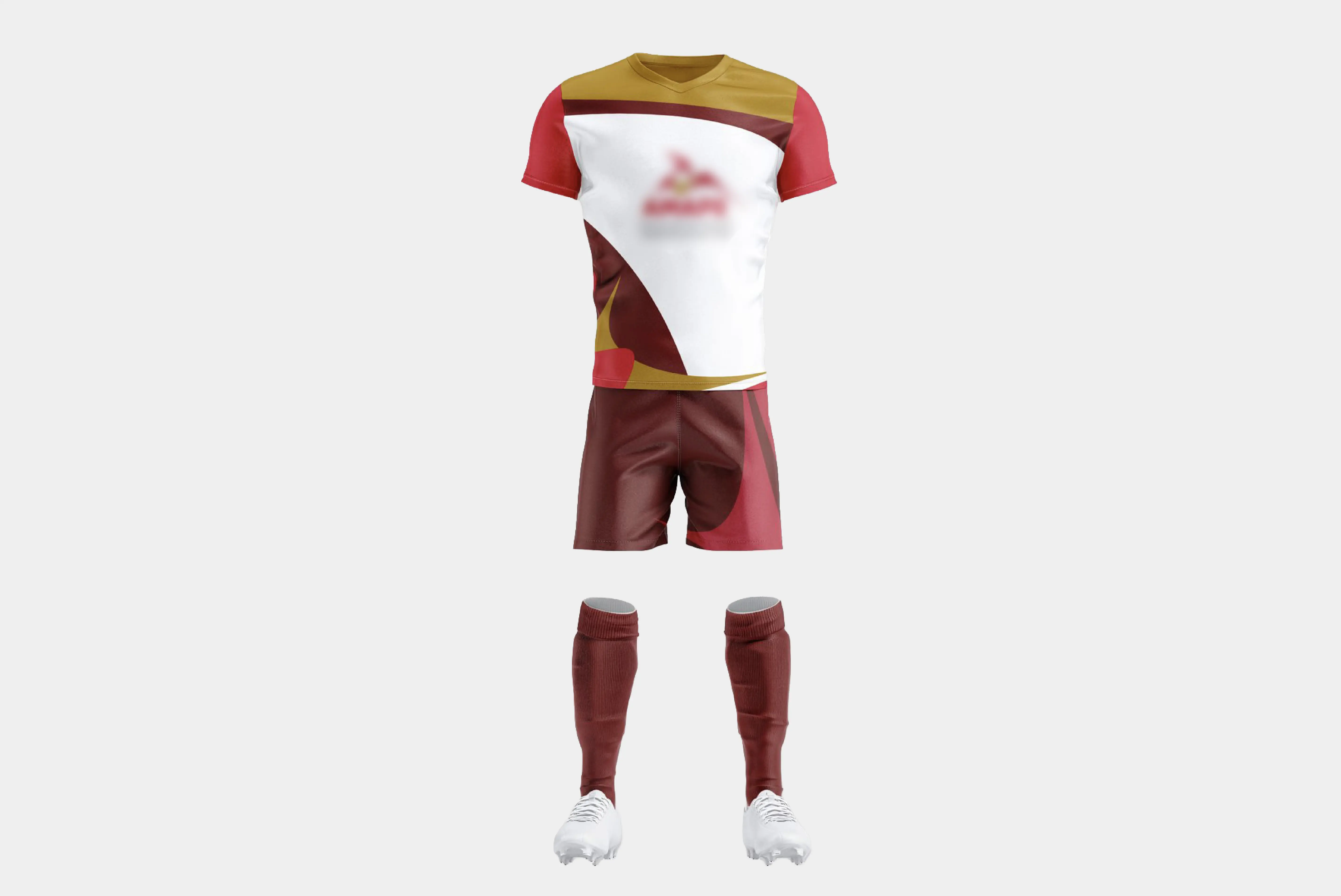 Diseño personalizado de uniformes o kits de fútbol de marcas corporativas con camiseta, shorts y calcetines.